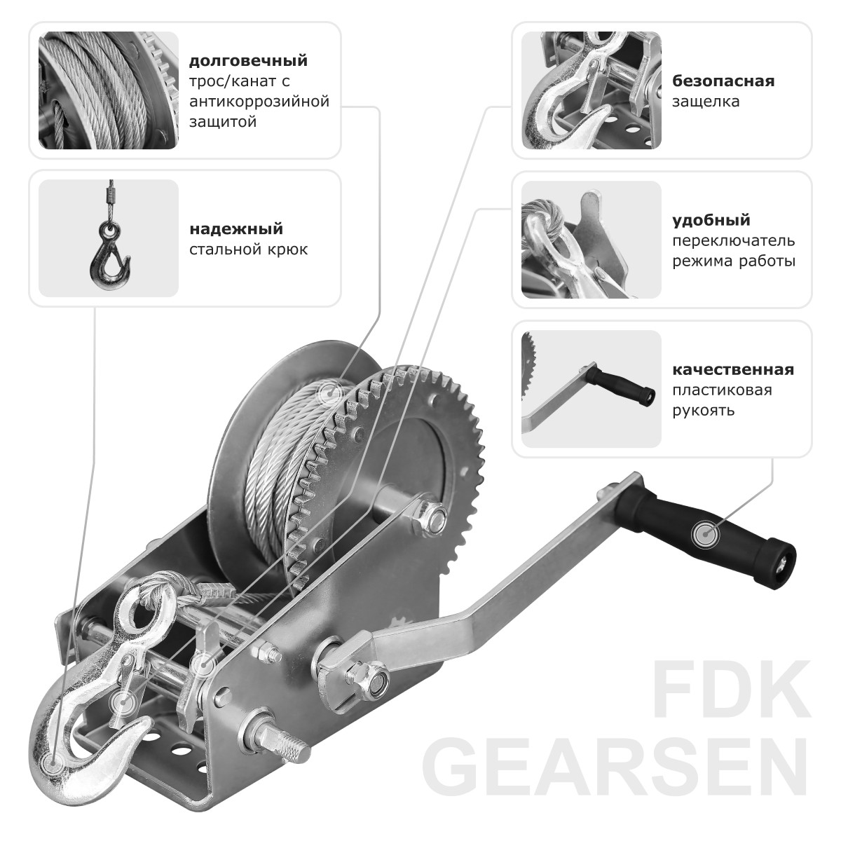 6 - Лебедка ручная барабанная  (канат) GEARSEN FD 1310